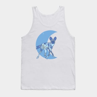 African Painted Dog Crescent Moon - Blue Tank Top